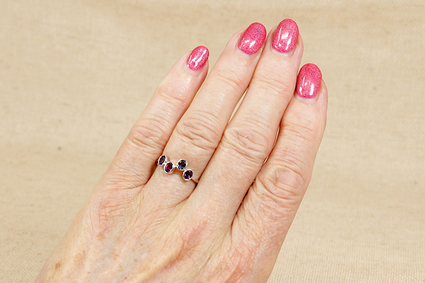 9ct White Gold Multi Gemstone Ring