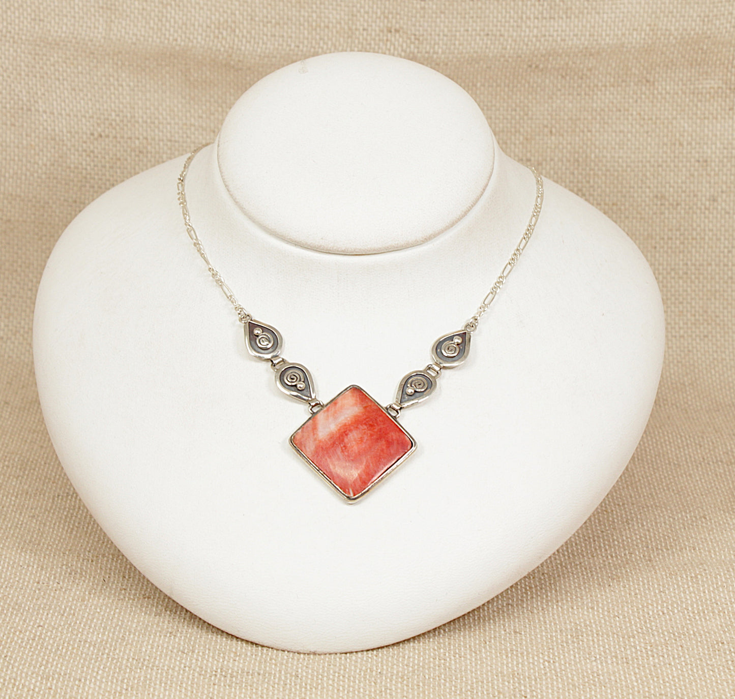 Silver Fire / Orange Agate Designer Necklet and Earring Set