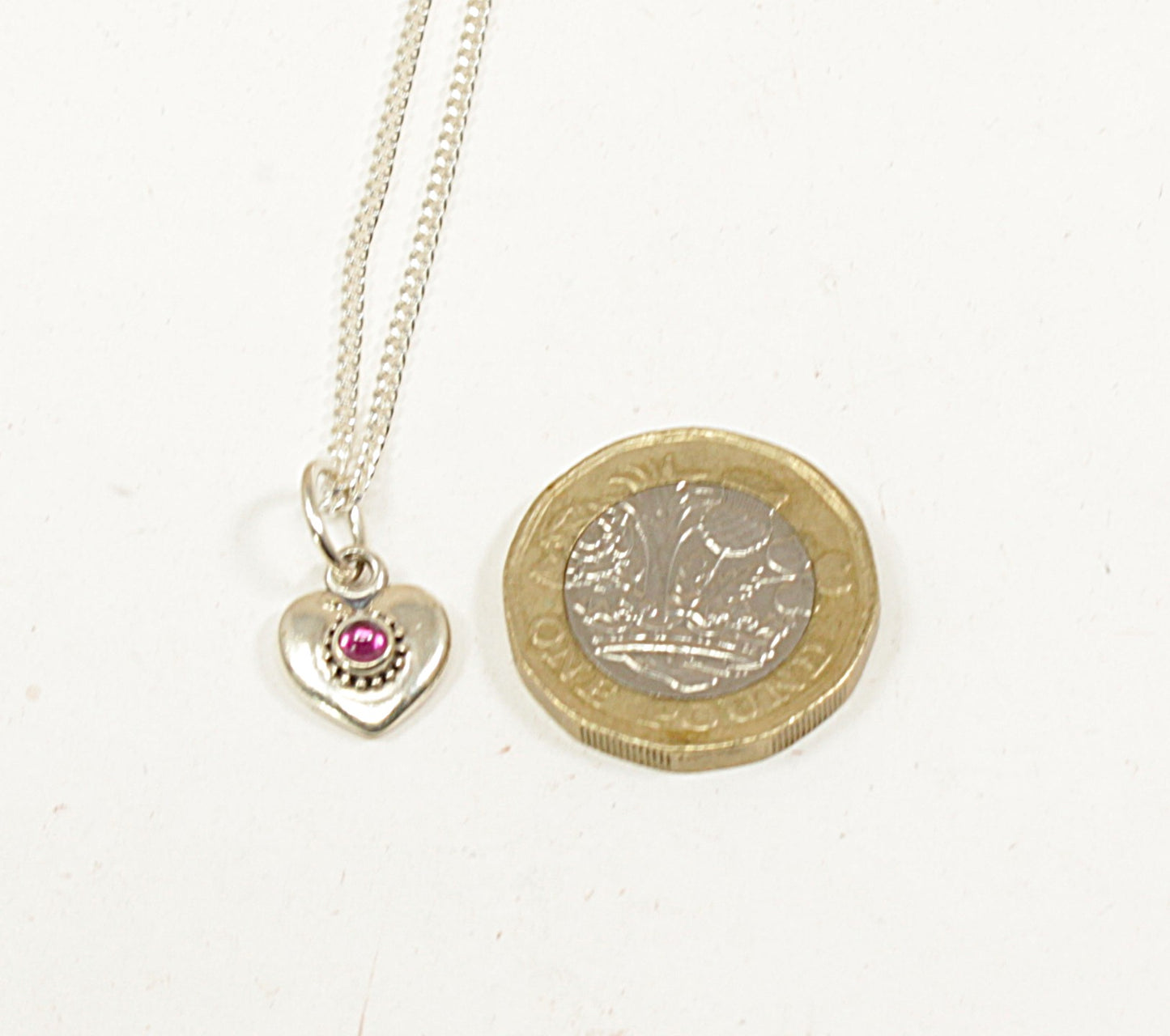 Silver, Amethyst Heart Pendant and Chain Necklace by Pandora