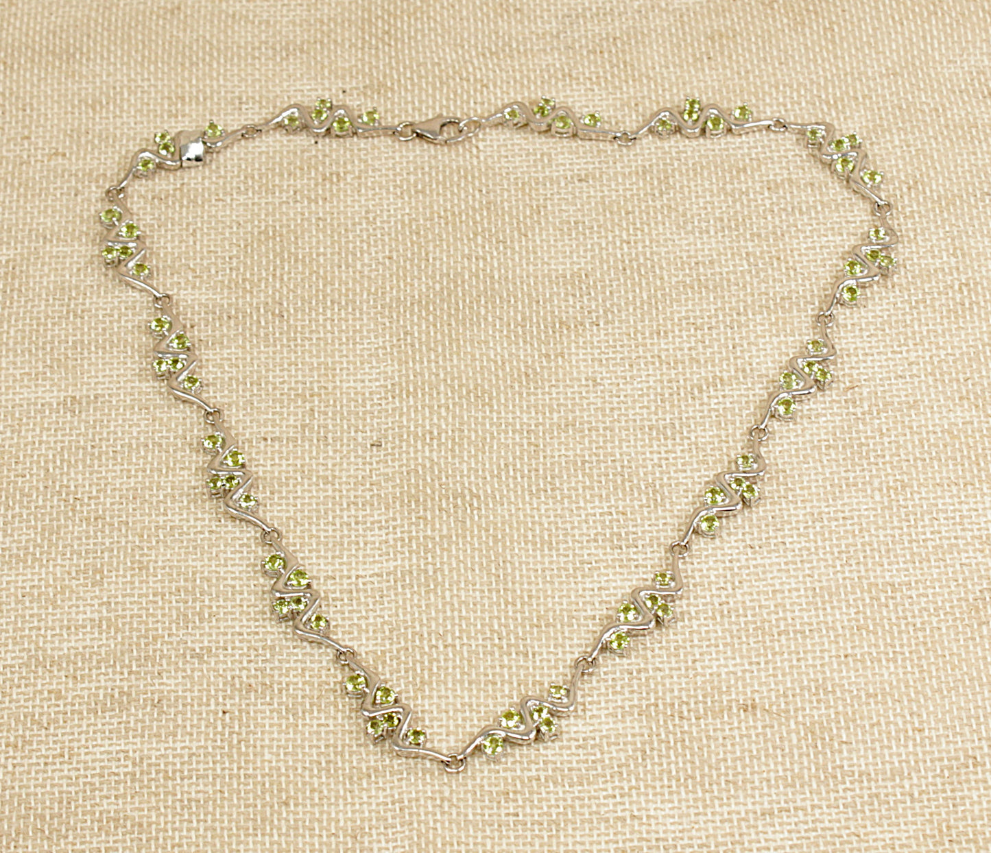 Silver Peridot Fancy Link Necklace