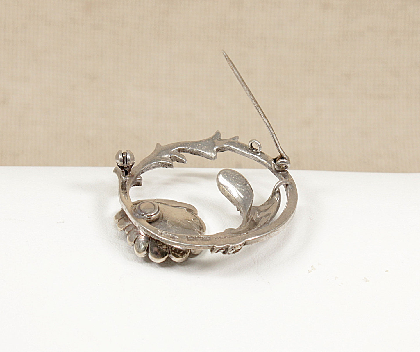 Vintage Art Nouveau Style Silver and Marcasite Brooch