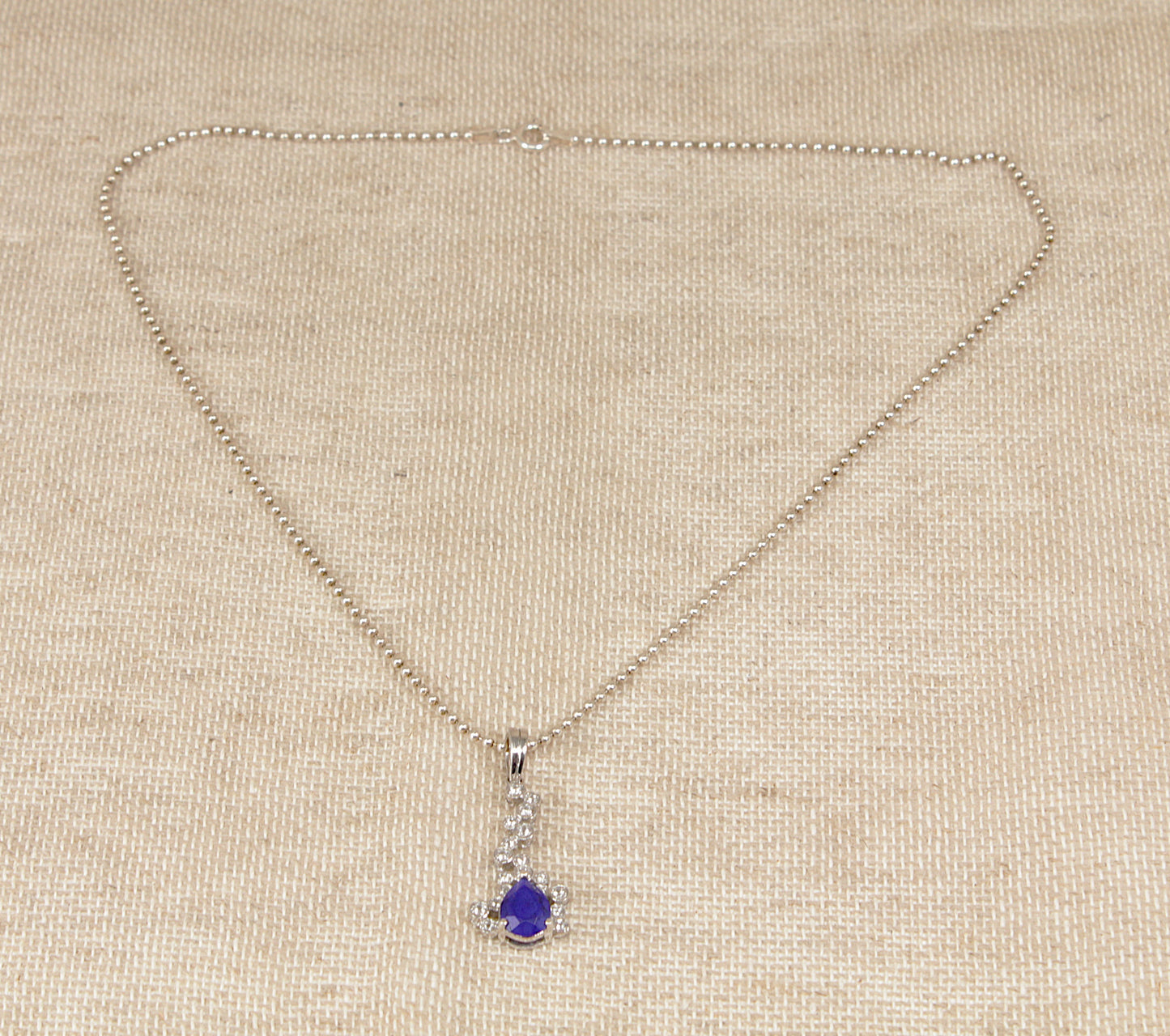 Silver Lapis Lazuli & White Quartz Pendant Necklace