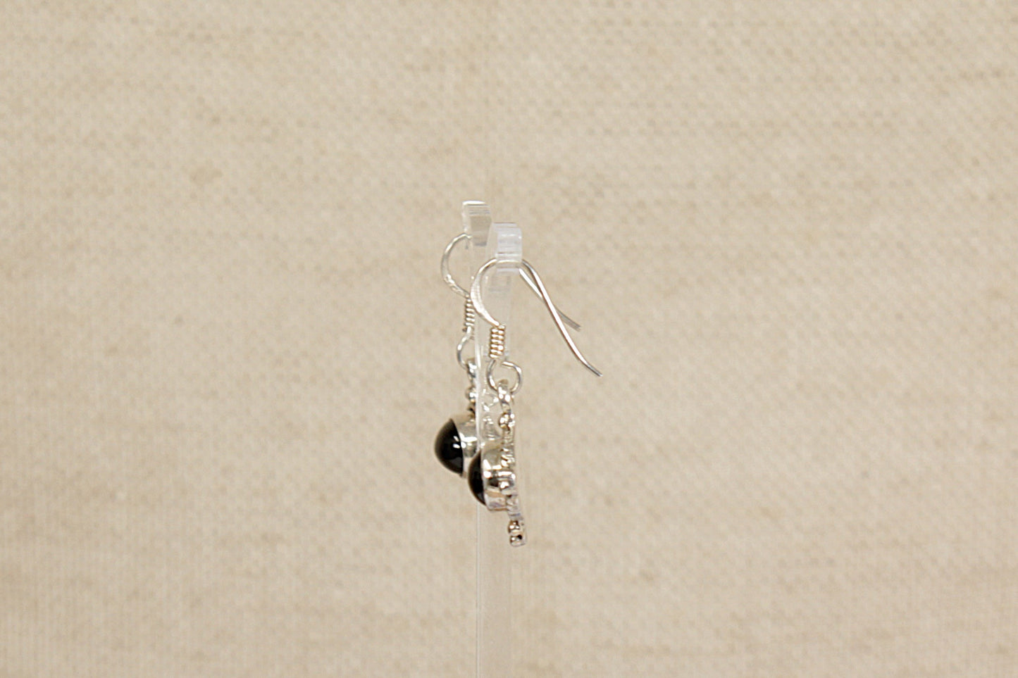 Silver Black Star Diopside Drop Earrings