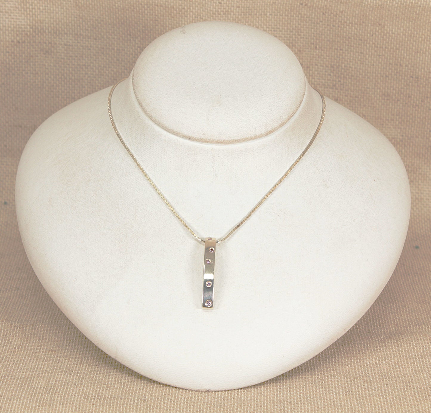 Silver Pink Topaz Pendant Necklace