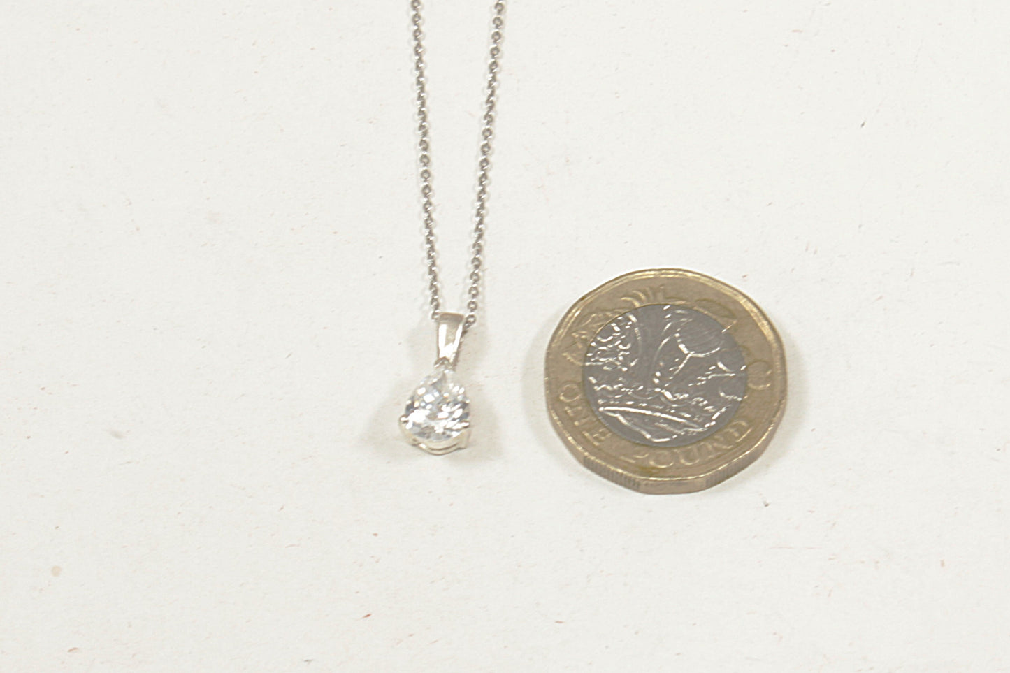 Silver Cubic Zirconia Pendant and Chain Necklace