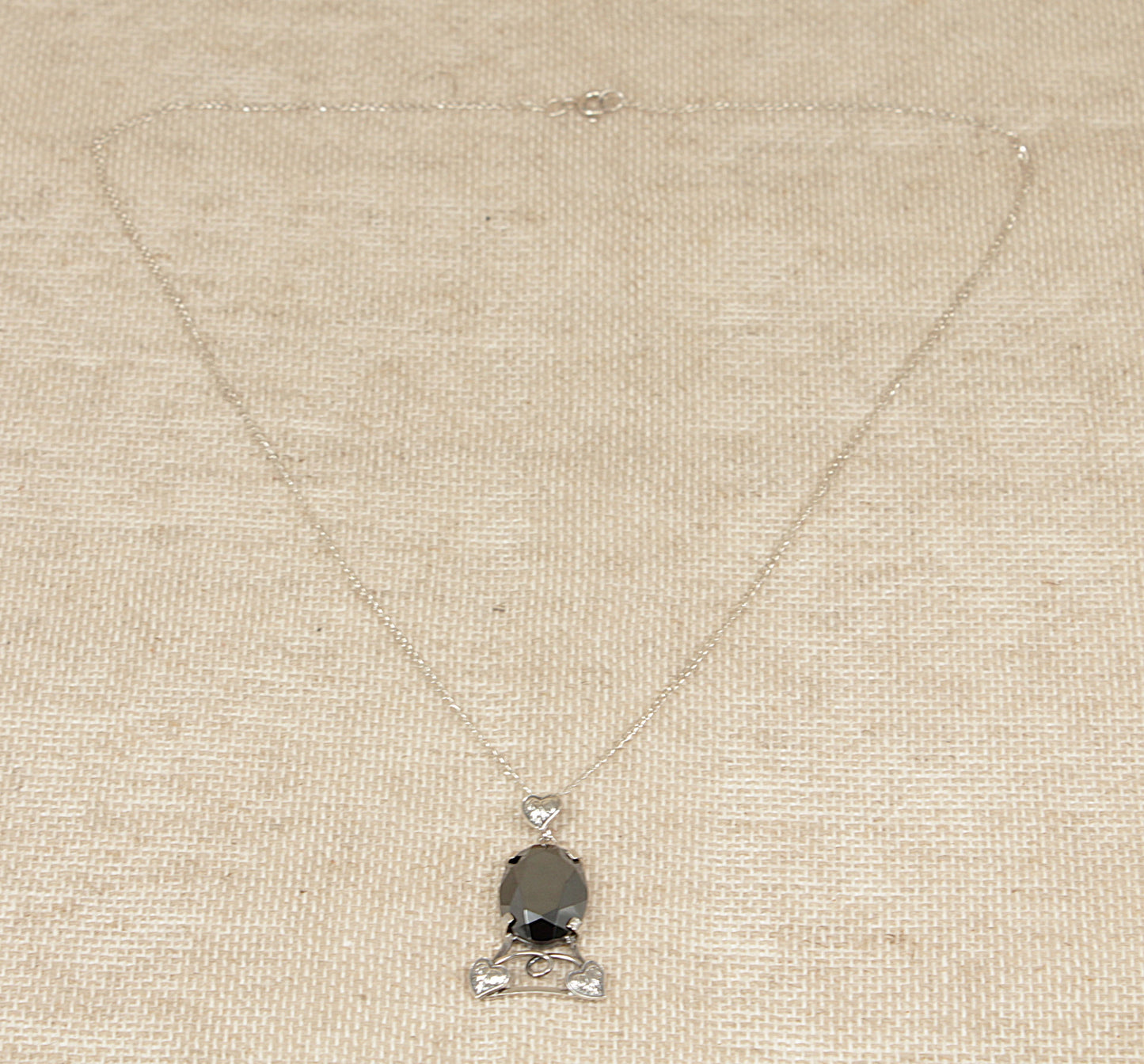 Antique Art Nouveau Hematite Pendant Necklace