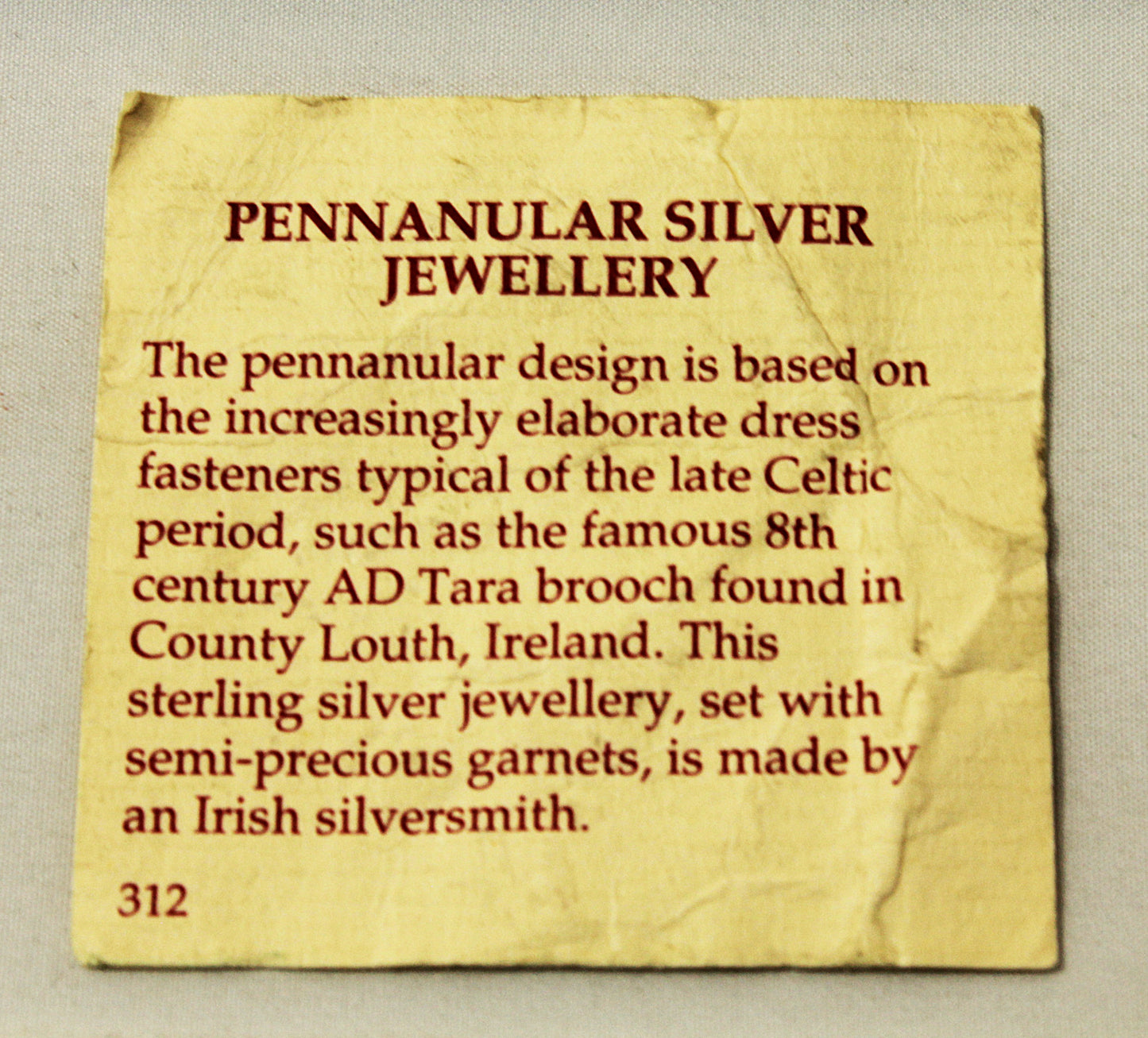 Vintage Irish Silver Garnet Pennanular Brooch