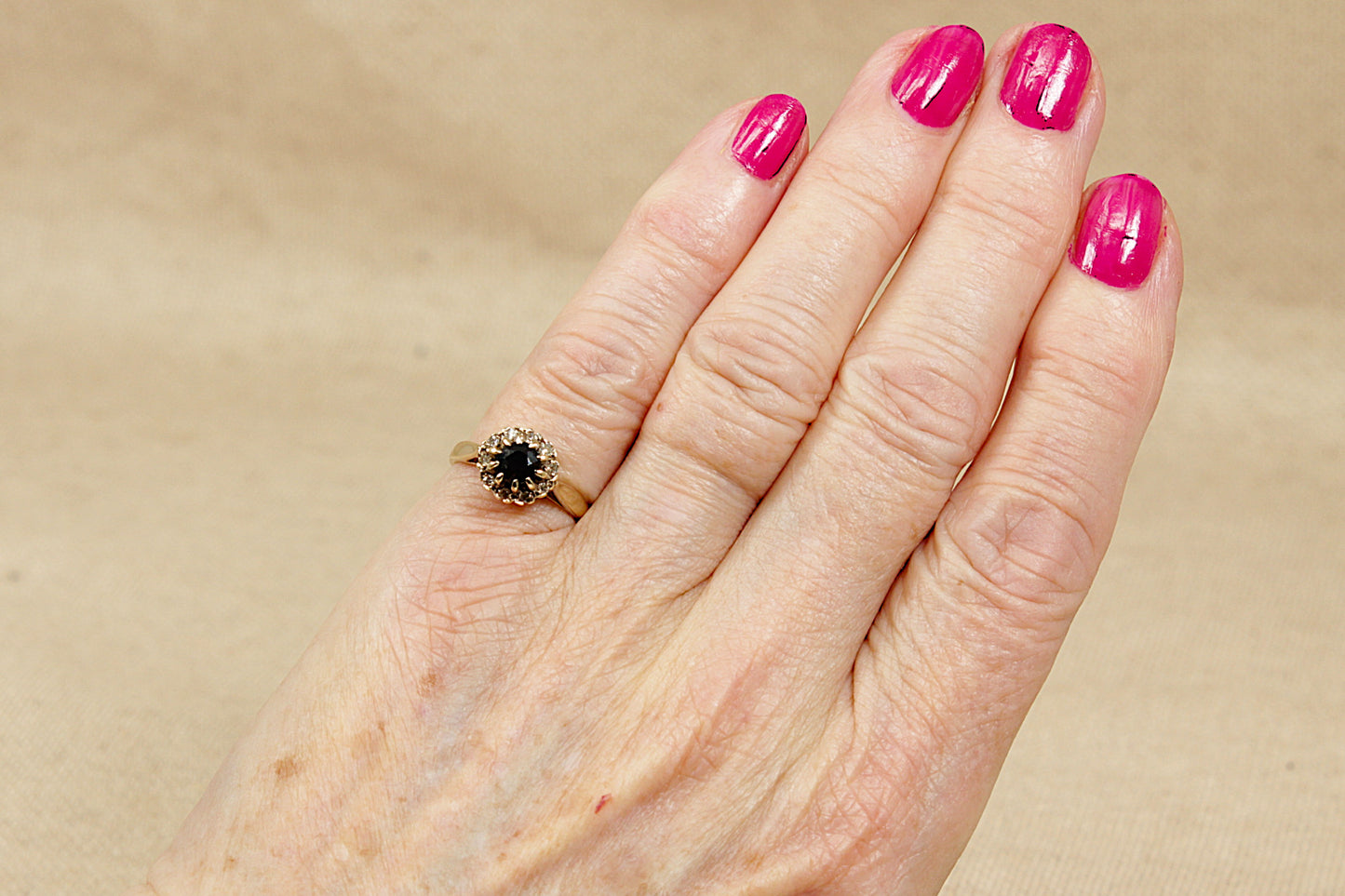 9ct Gold Sapphire & Diamond Cluster Ring