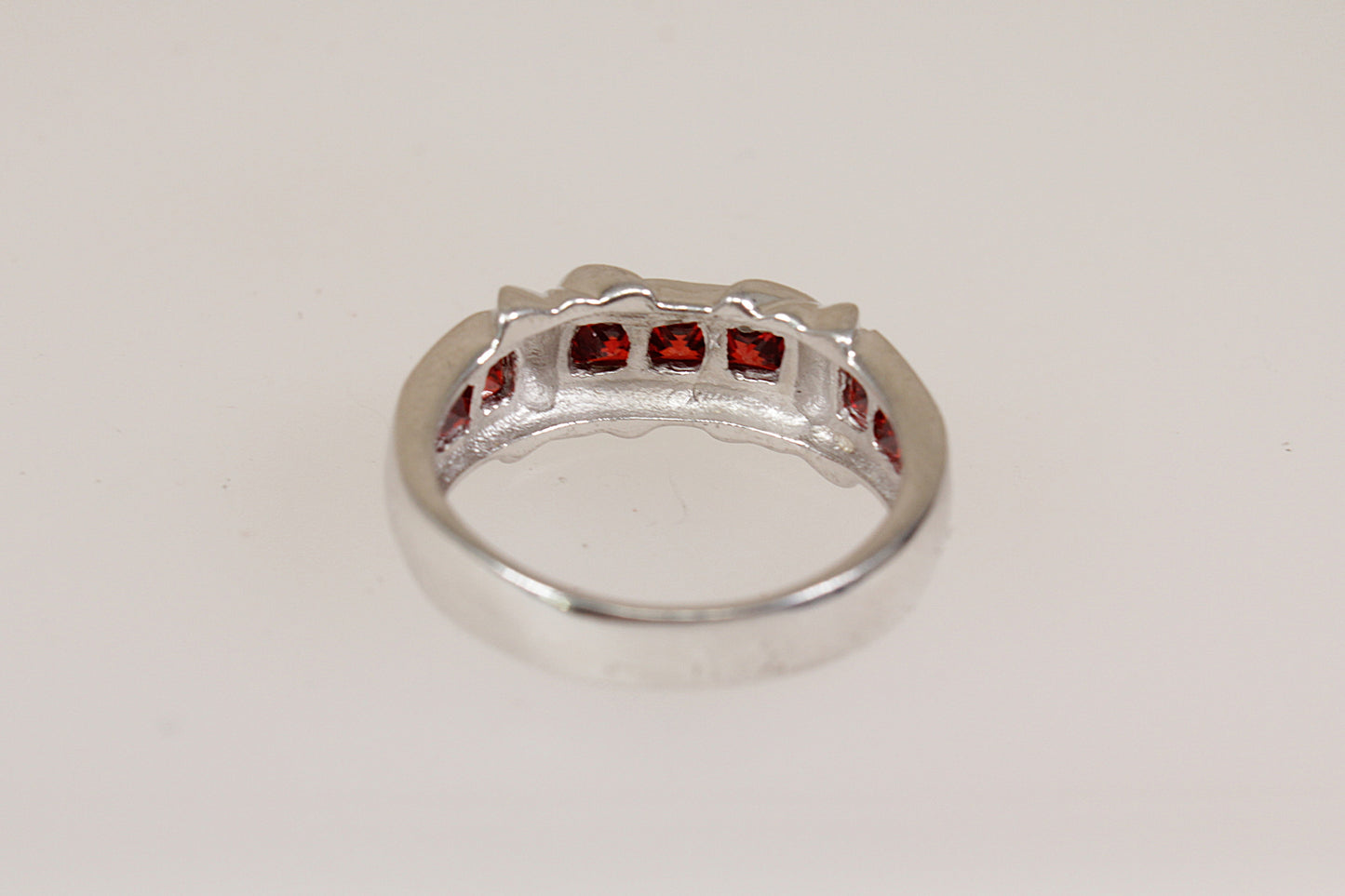 Silver & Red Crystal Ring