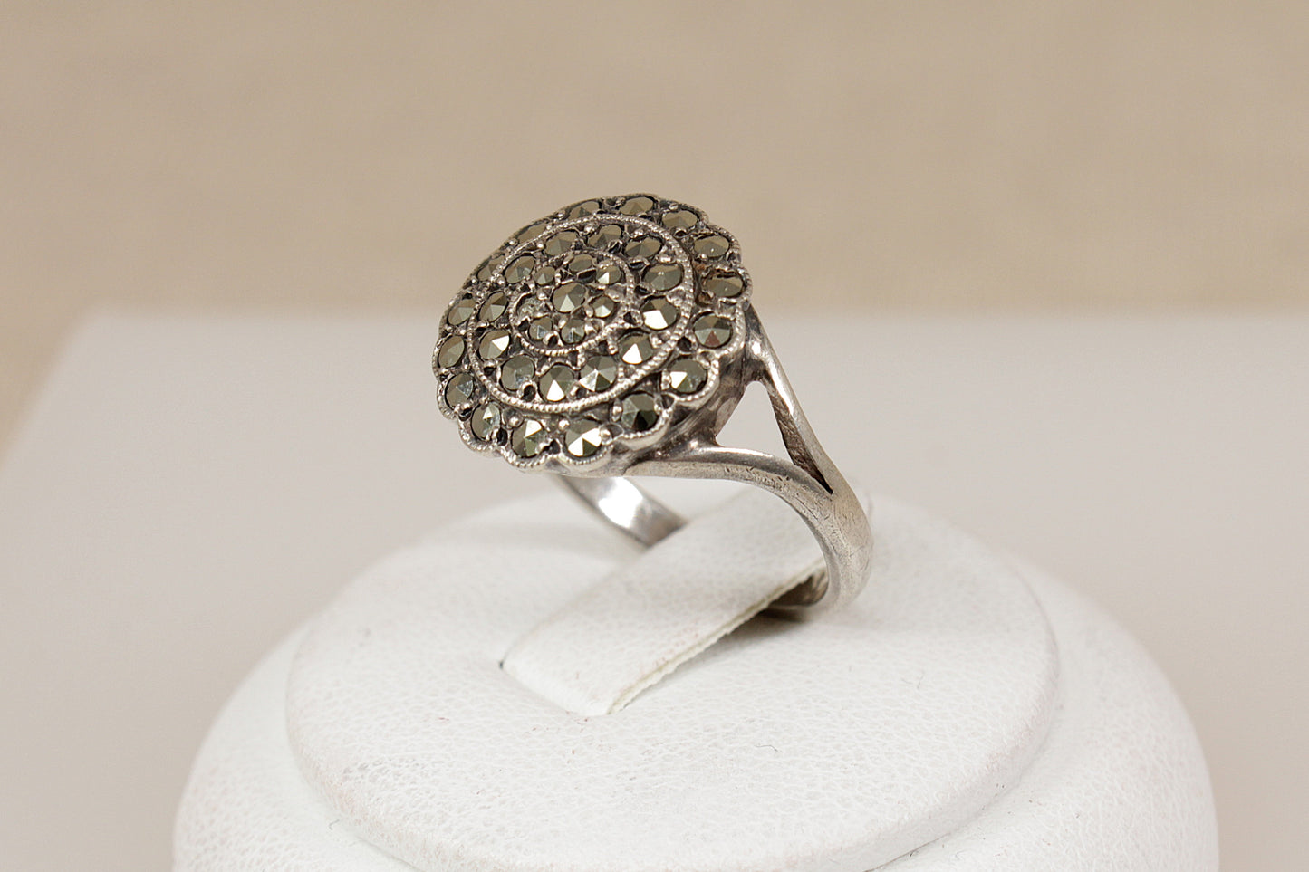 Stylish Art Deco Silver & Marcasite Statement Ring