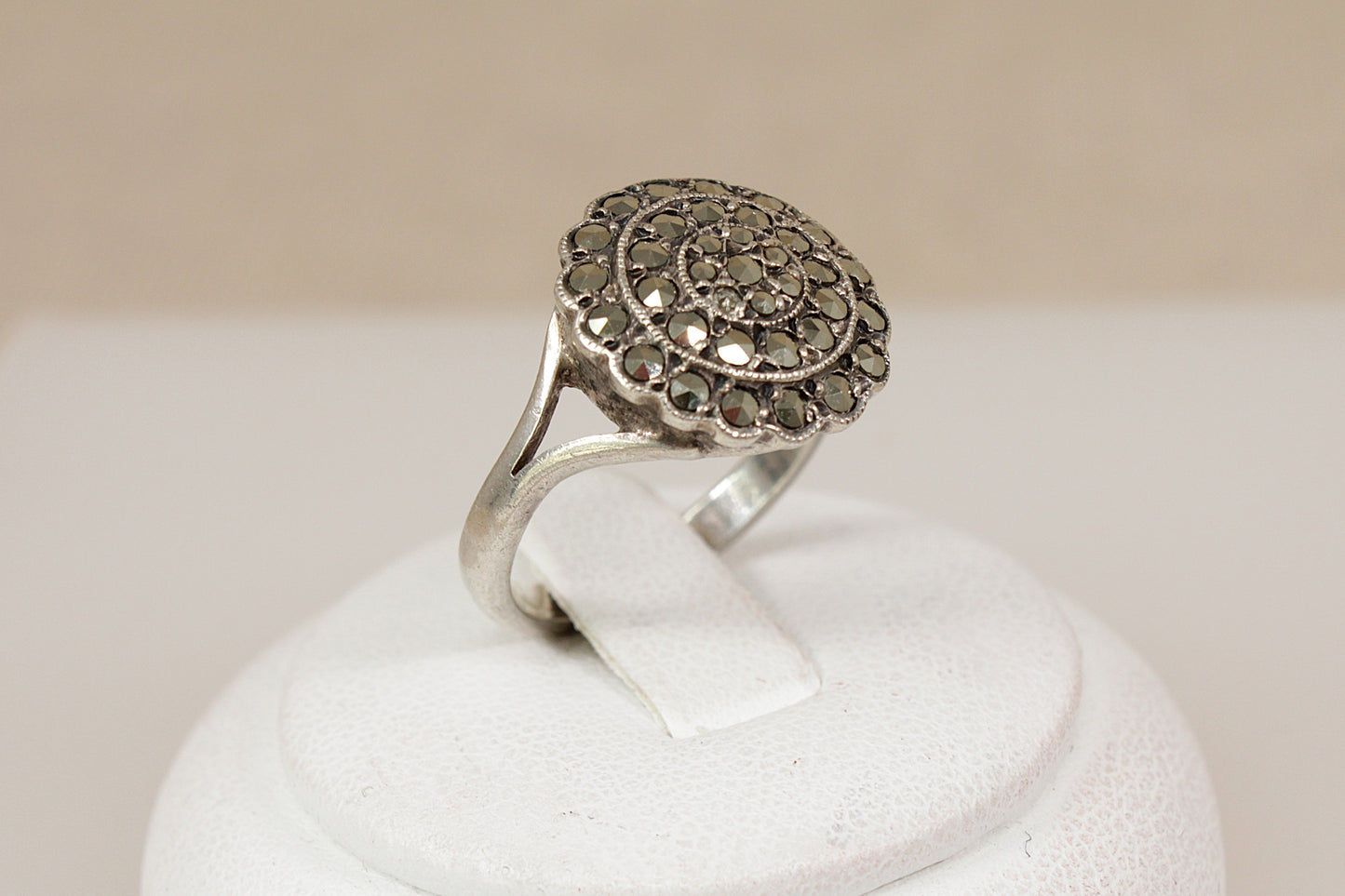 Stylish Art Deco Silver & Marcasite Statement Ring