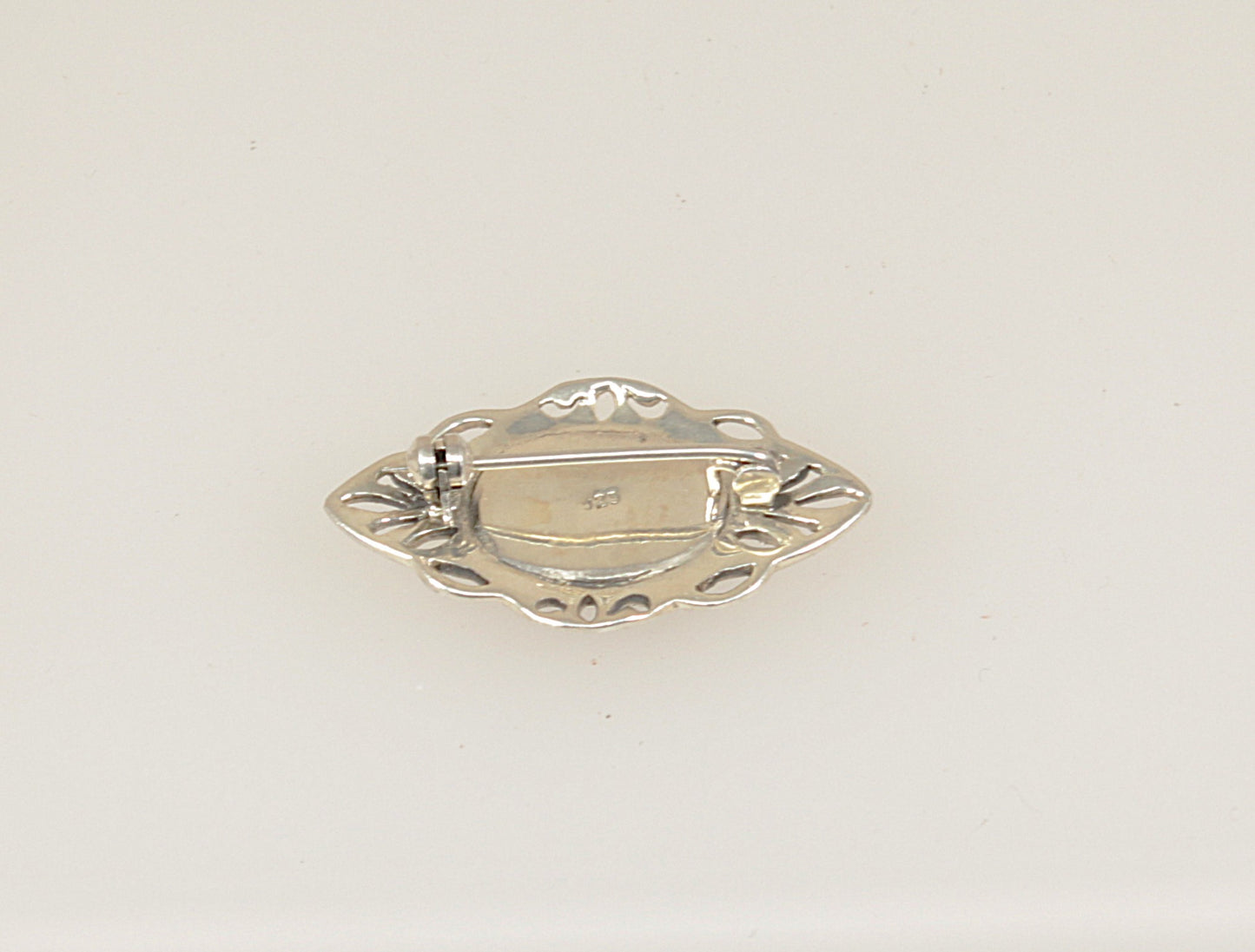 Vintage Silver Onyx Brooch