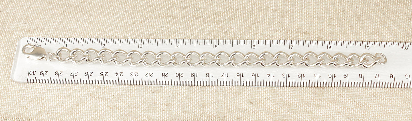 Gents Silver Curb Link Bracelet - 9 ½"