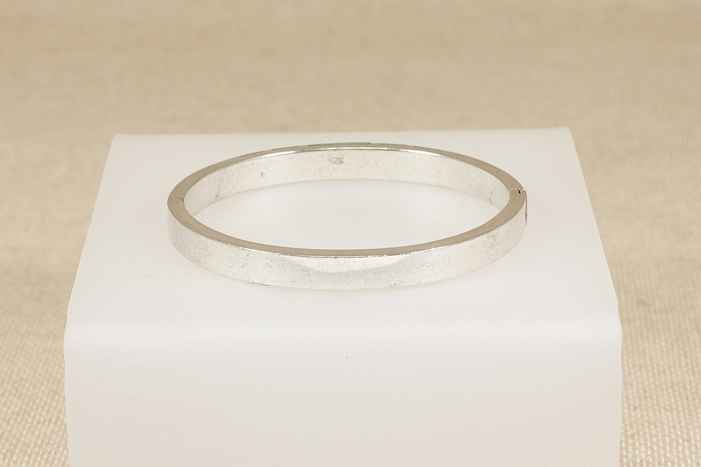 Silver & Mother of Pearl Hinged Bangle Bracelet