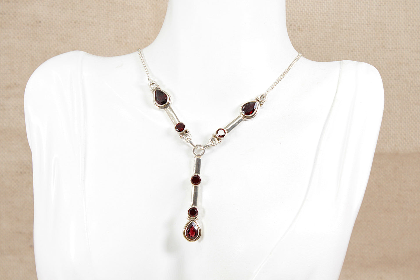A Silver & Garnet Statement Necklace