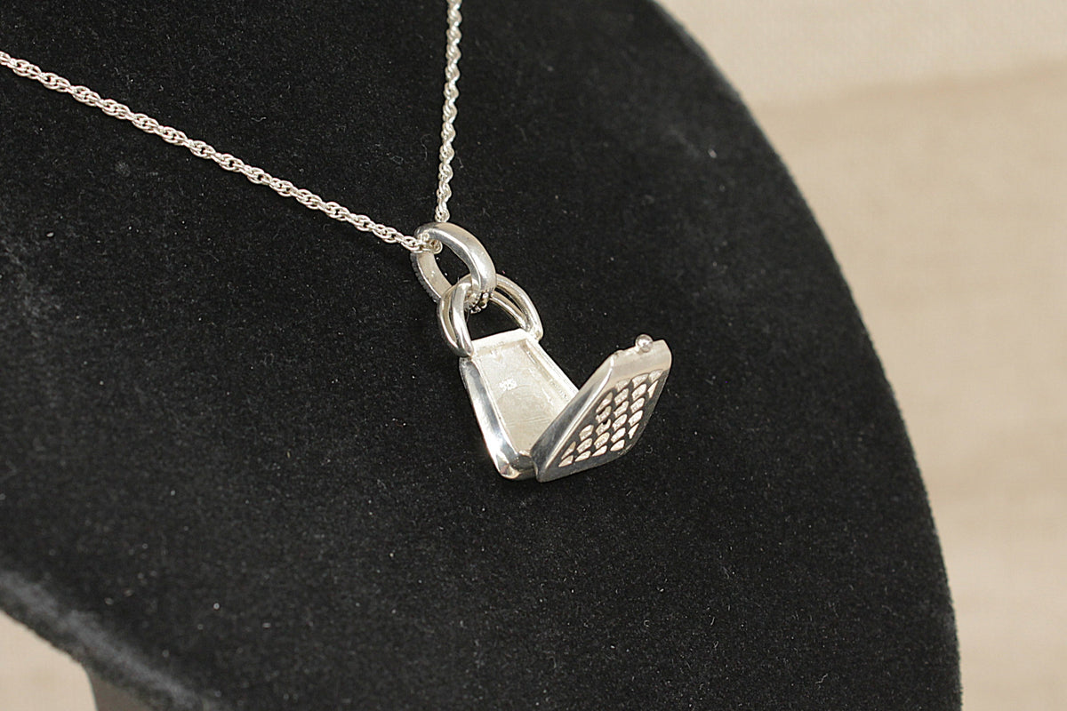 Vintage Sterling Silver & Marcasite Mini Handbag Perfume Pendant Necklace