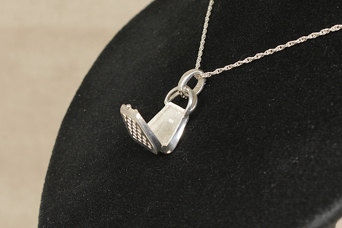 Vintage Sterling Silver & Marcasite Mini Handbag Perfume Pendant Necklace