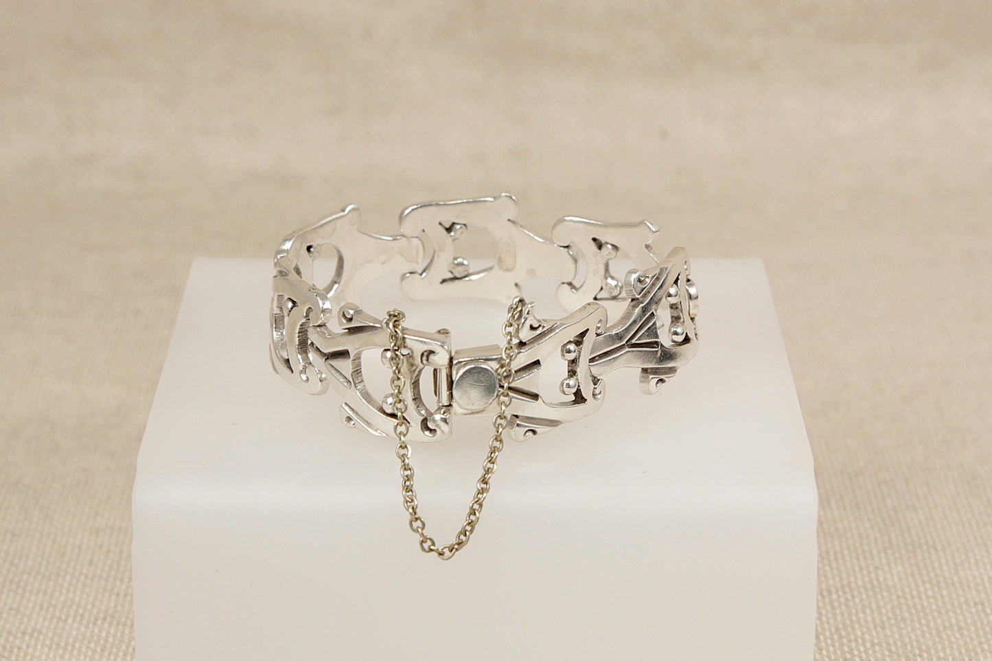 Heavy Sterling Silver Taxco, Mexico Ornate Link Bracelet - 7 ¼ "