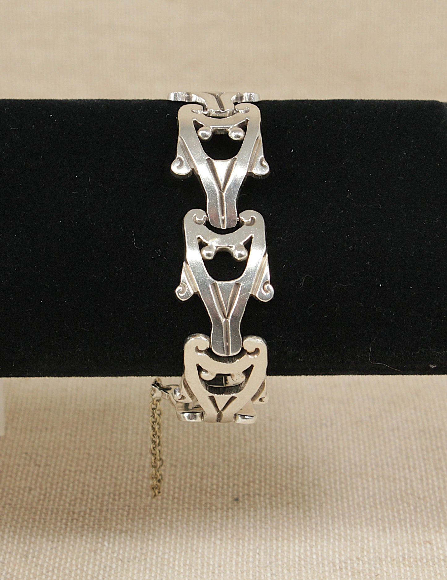 Heavy Sterling Silver Taxco, Mexico Ornate Link Bracelet - 7 ¼ "