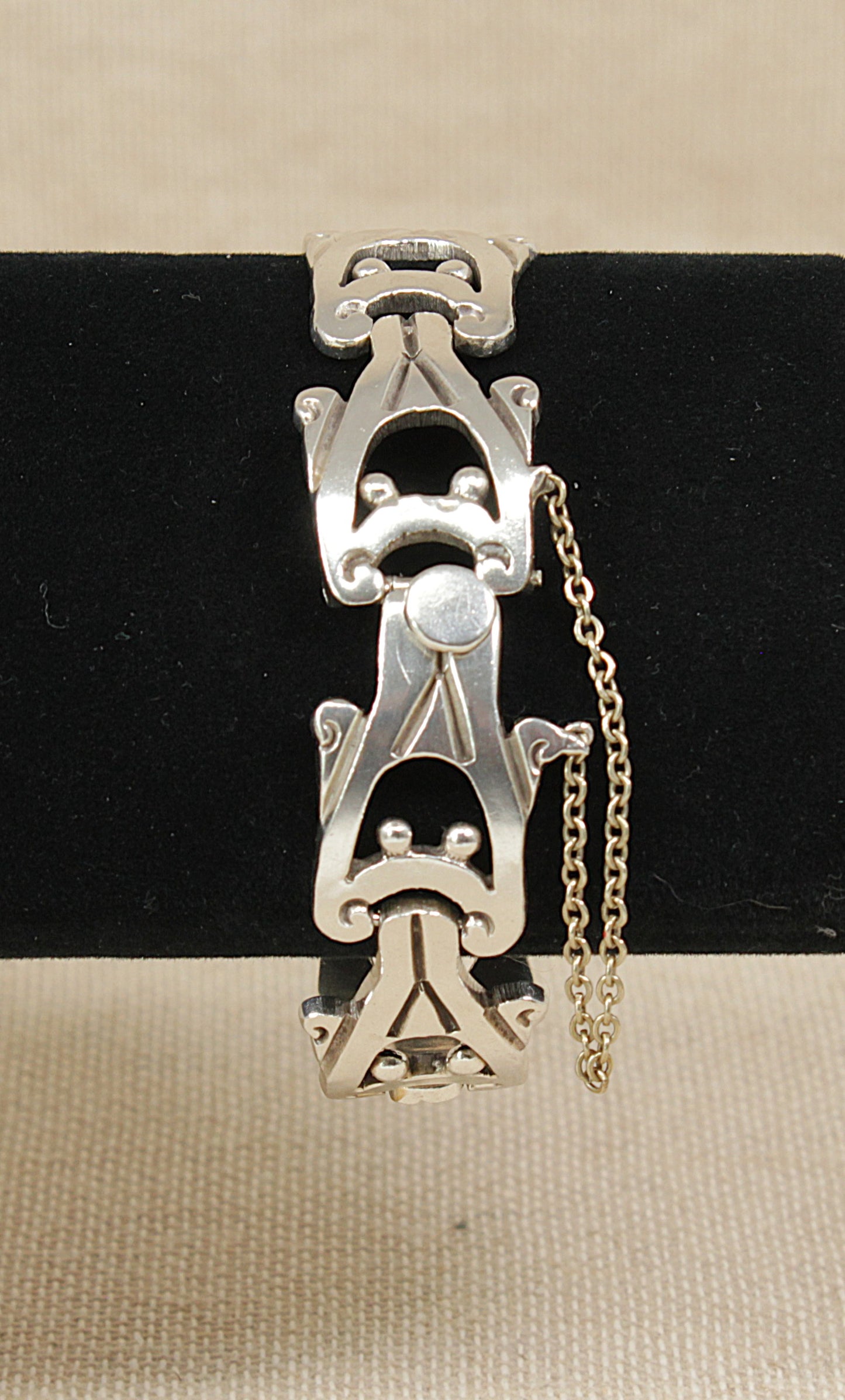 Heavy Sterling Silver Taxco, Mexico Ornate Link Bracelet - 7 ¼ "