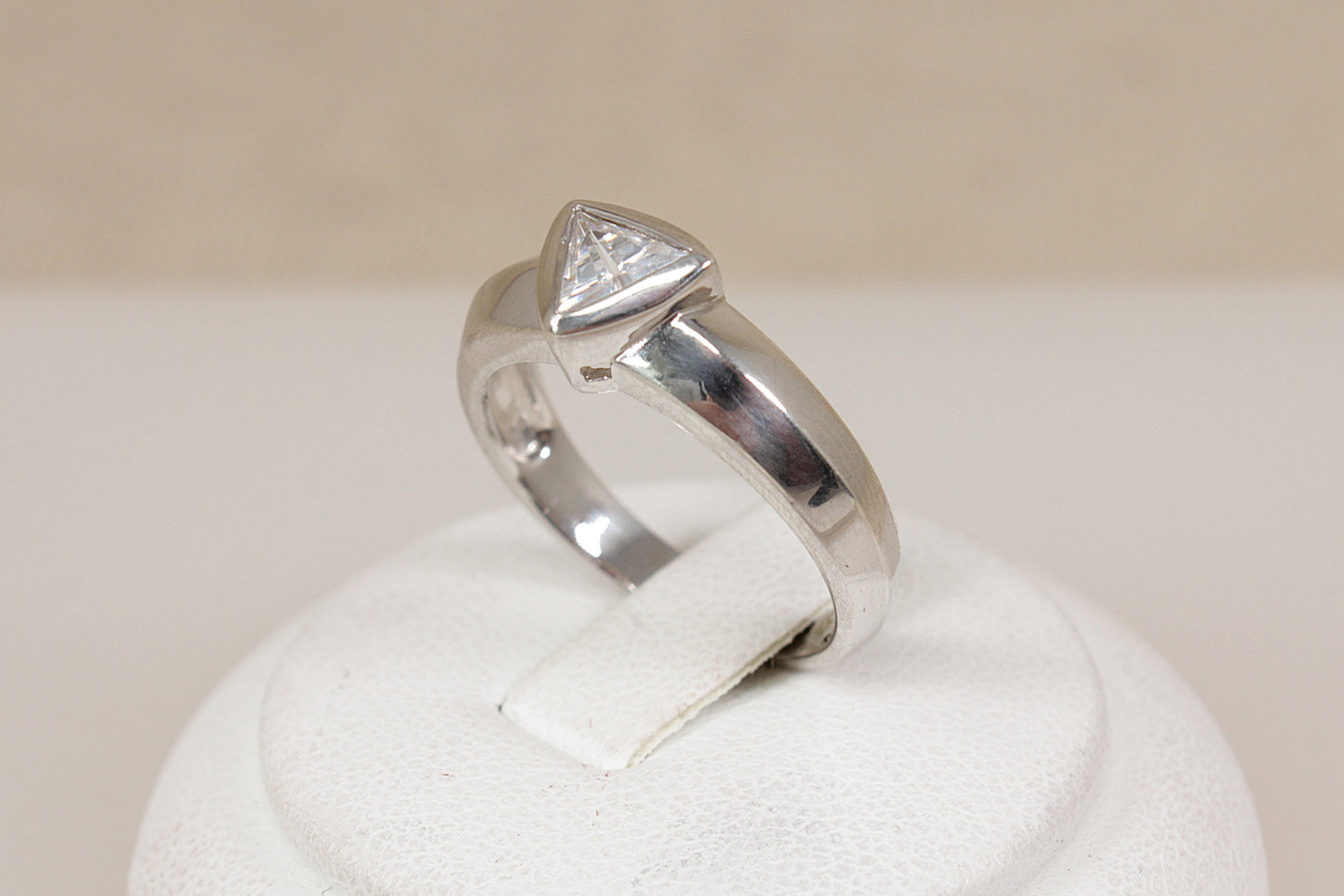 Pretty Silver CZ Solitaire Ring