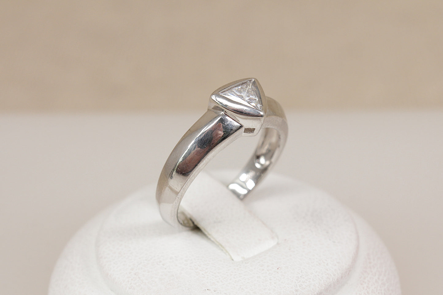 Pretty Silver CZ Solitaire Ring