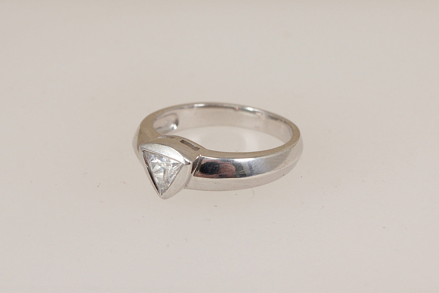 Pretty Silver CZ Solitaire Ring