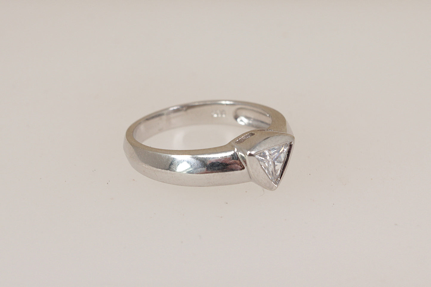 Pretty Silver CZ Solitaire Ring