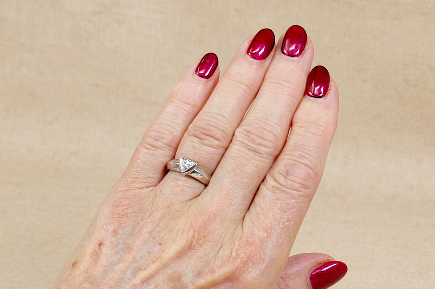 Pretty Silver CZ Solitaire Ring