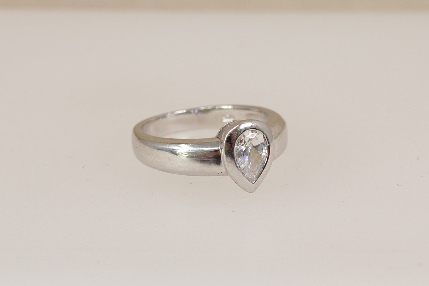 Pretty Sterling Silver White Crystal Ring