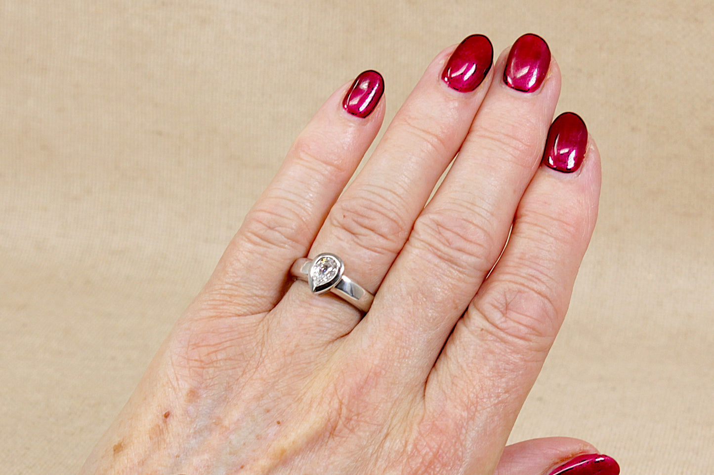 Pretty Sterling Silver White Crystal Ring