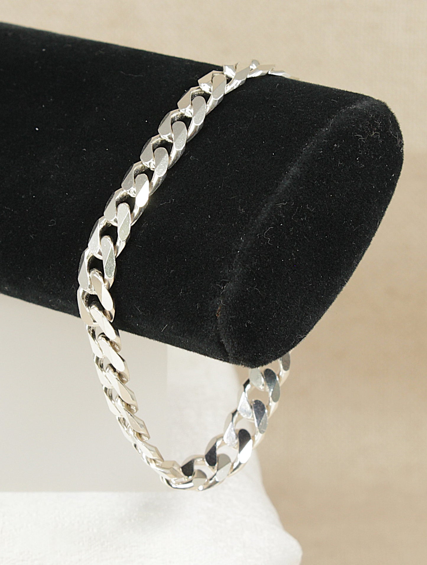 Silver Flat Curb Link Bracelet - 8 ¾"