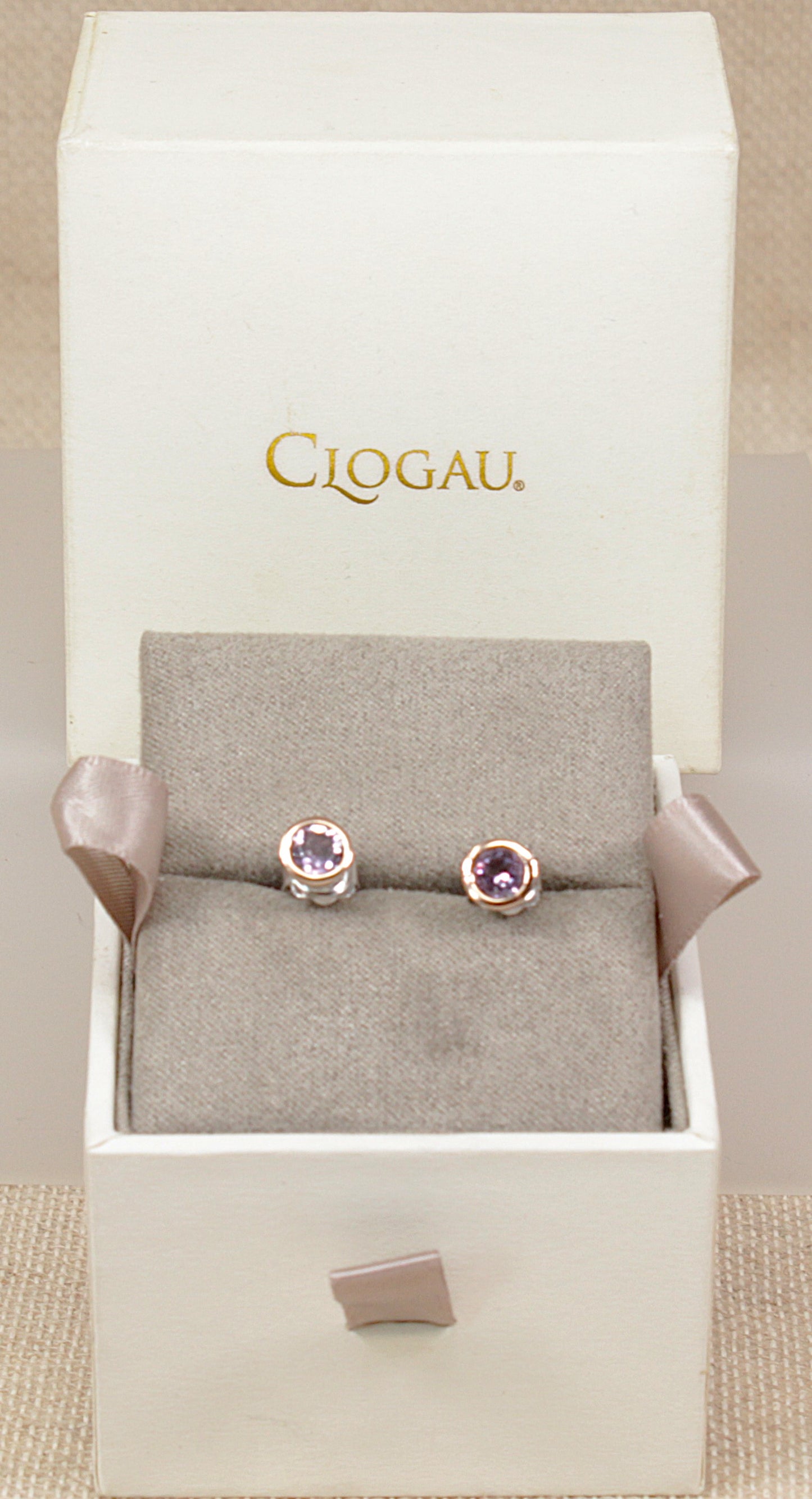 Pretty Silver, Amethyst & Welsh Gold Stud Earrings by Clogau