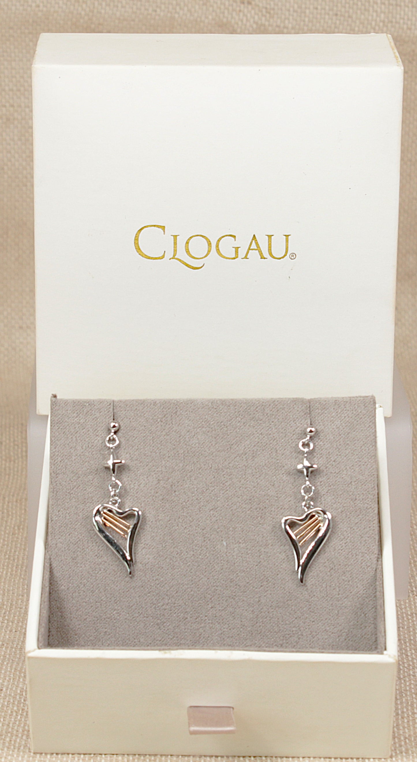 Beautiful Silver & Gold Harp Drop Earrings by Clogau