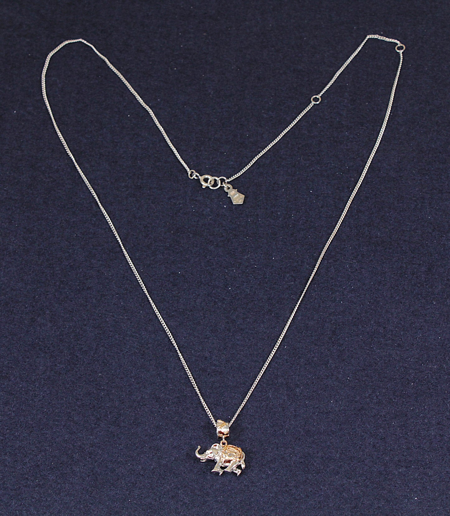 Silver Gold Elephant Pendant and Chain Necklace by Clogau