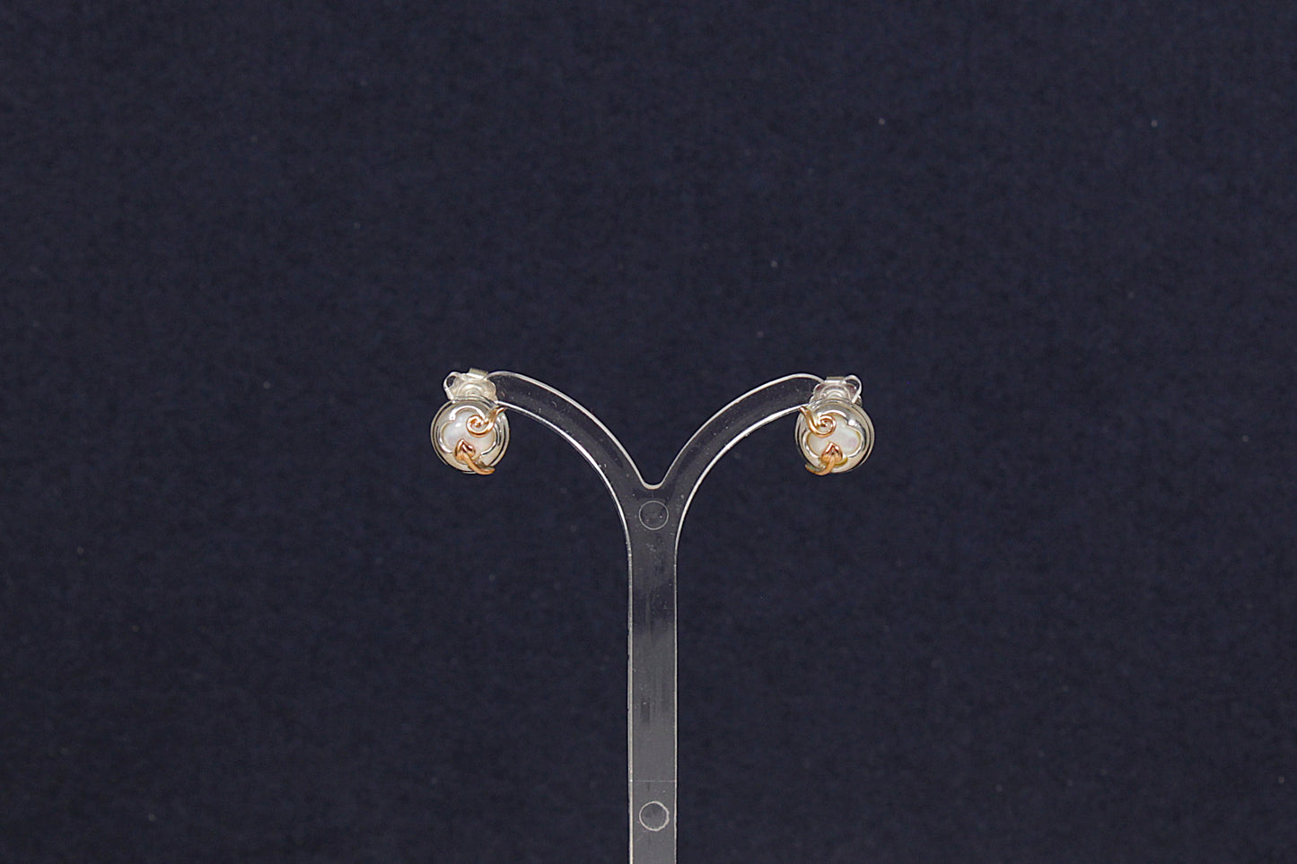 Charming Silver & Gold Mother of Pearl Stud Earrings by Clogau