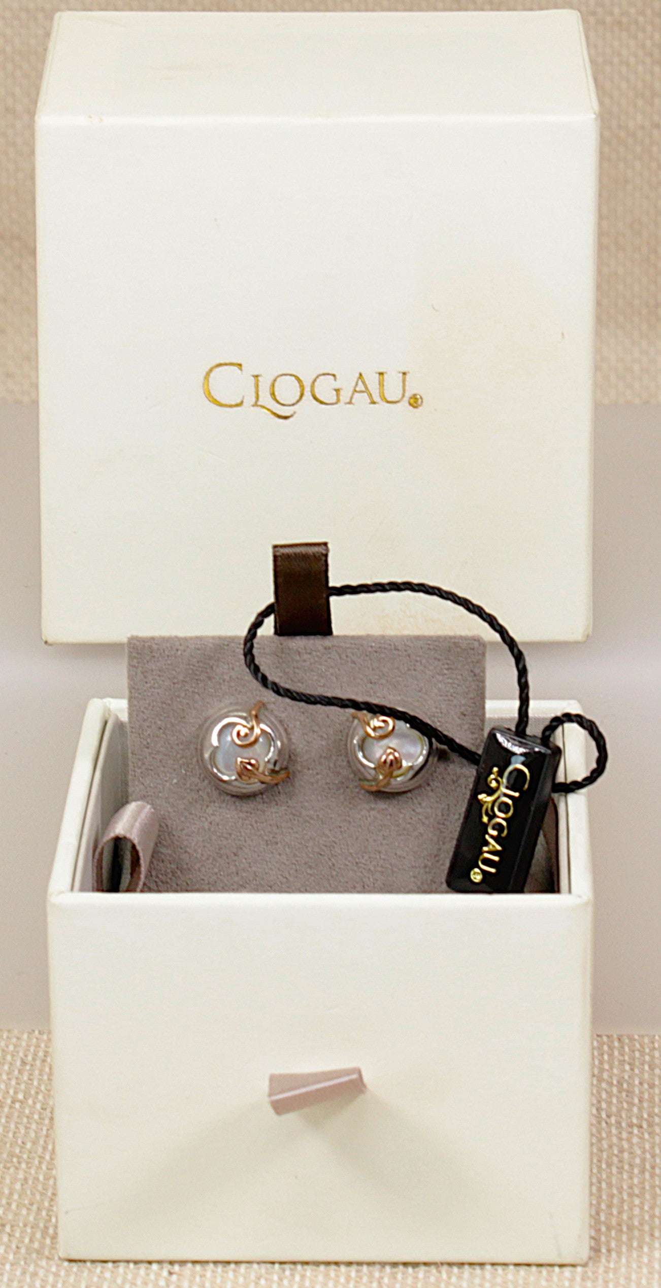 Charming Silver & Gold Mother of Pearl Stud Earrings by Clogau