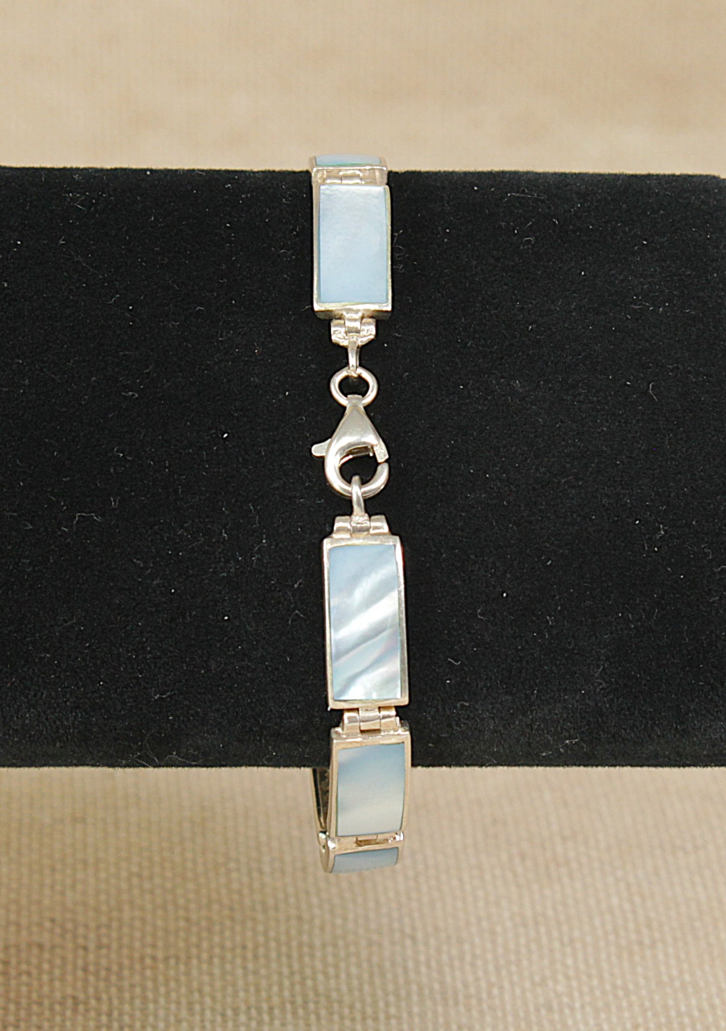 Stylish Sterling Silver & Mother of Pearl Link Bracelet