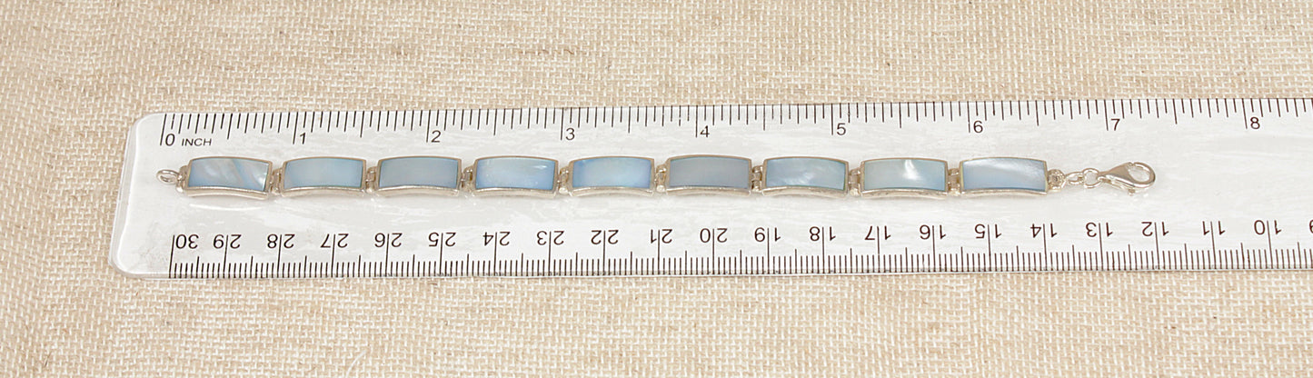 Stylish Sterling Silver & Mother of Pearl Link Bracelet