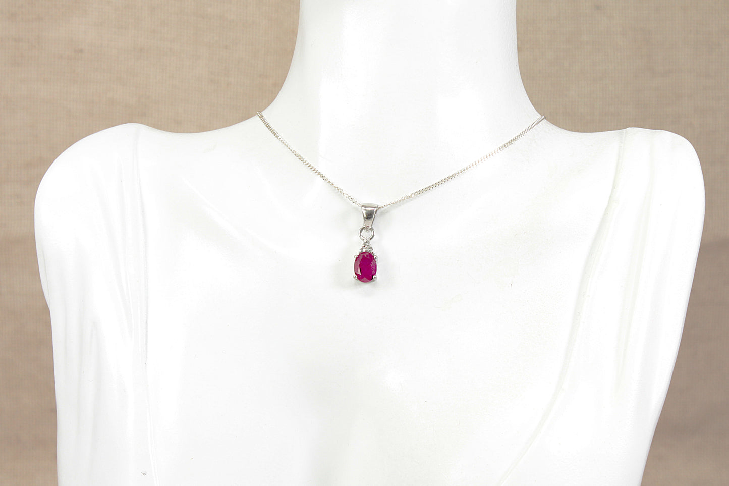 Elegant Sterling Silver Ruby Pendant Necklace