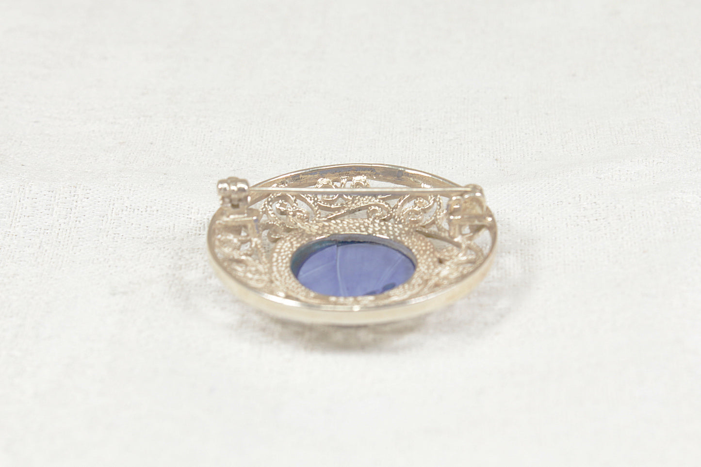 Impressive Sterling Silver Lapis Lazuli Celtic Style Brooch