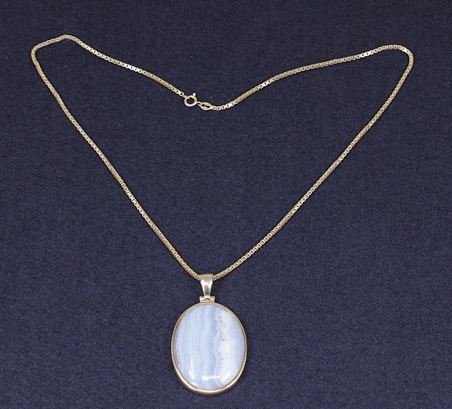 Sterling Silver Blue Lace Agate Pendant Necklace
