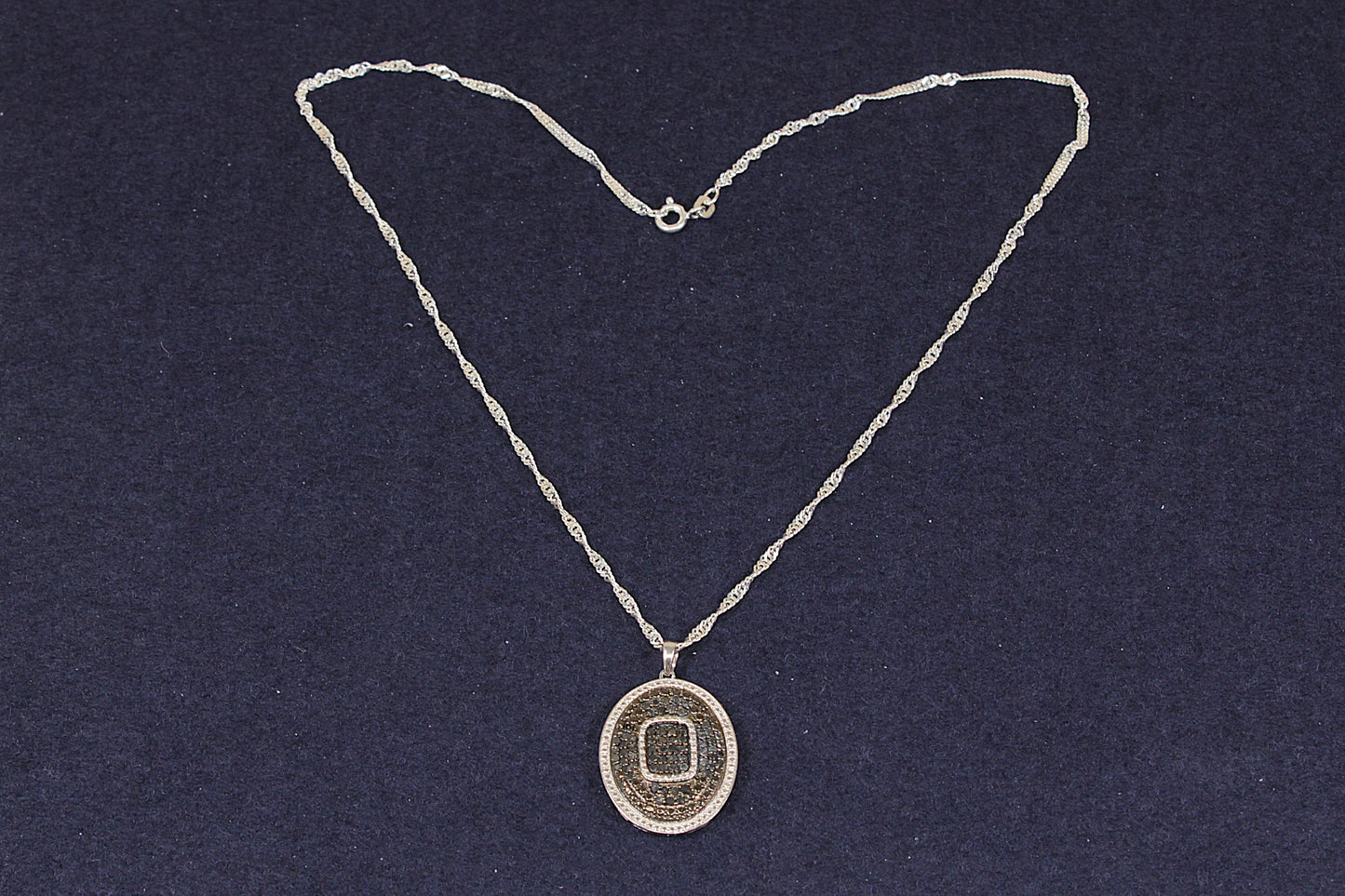 Dazzling Sterling Silver Midnight Blue Sapphire Pendant & Chain Necklace