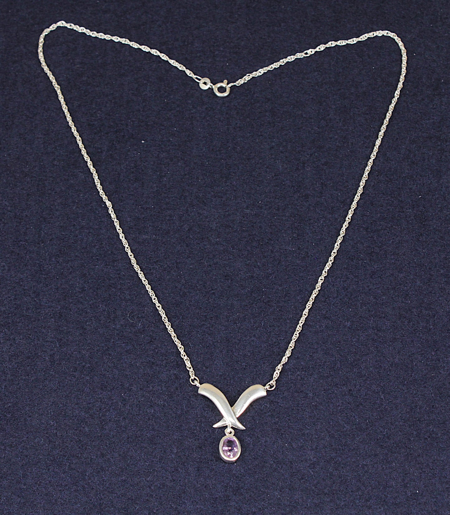 Elegant Sterling Silver & Amethyst Necklet Necklace – Adjustable