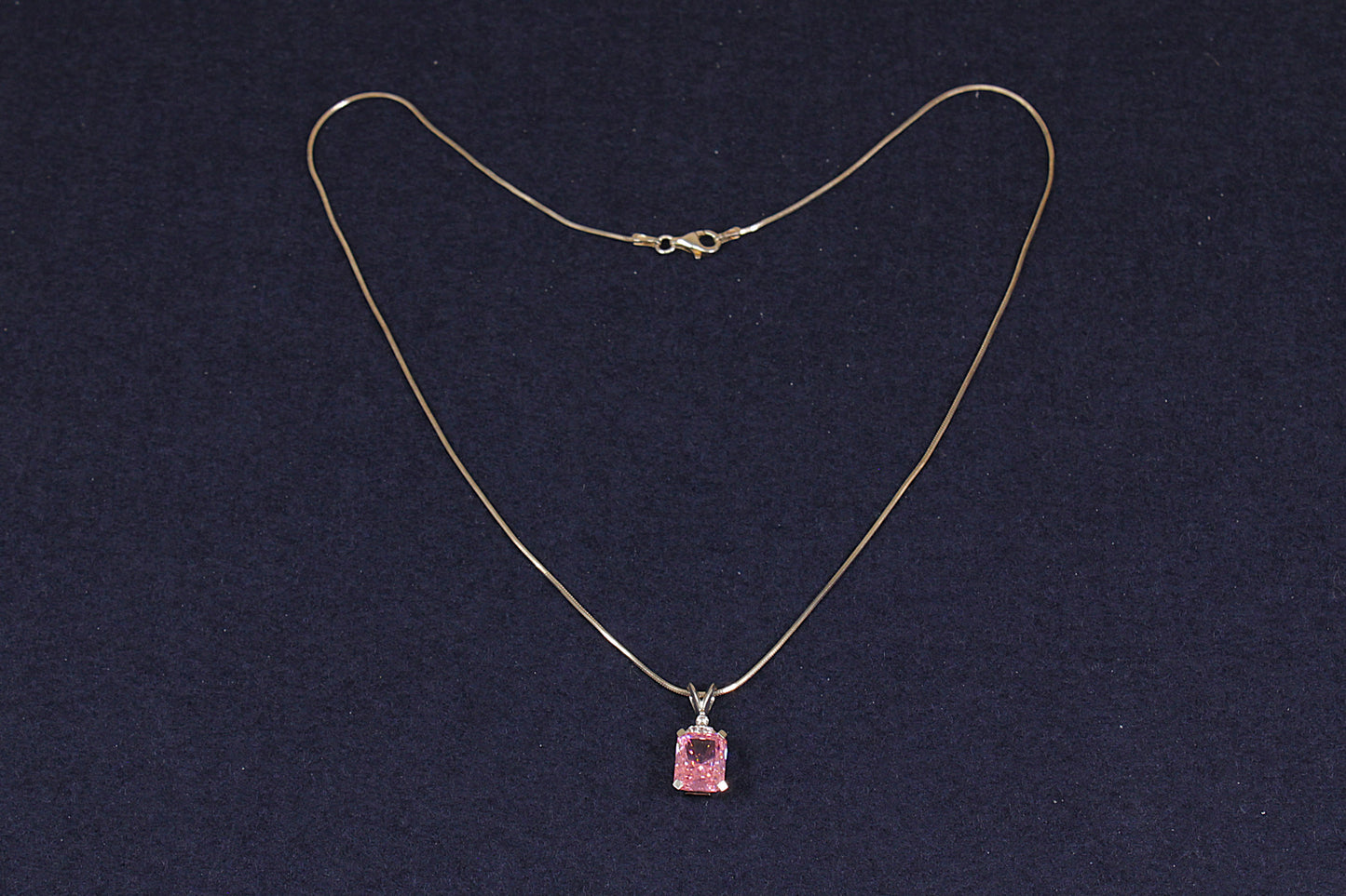 Charming Sterling Silver Pink Crystal Pendant Necklace