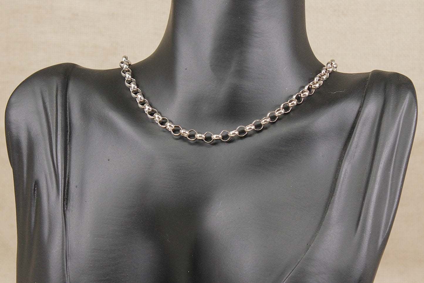 Classic Vintage Sterling Silver Chunky Belcher Chain Necklace