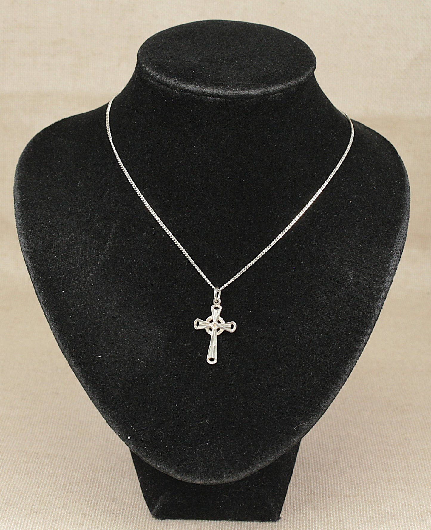 Vintage Sterling Silver Celtic Cross Pendant and Chain Necklace