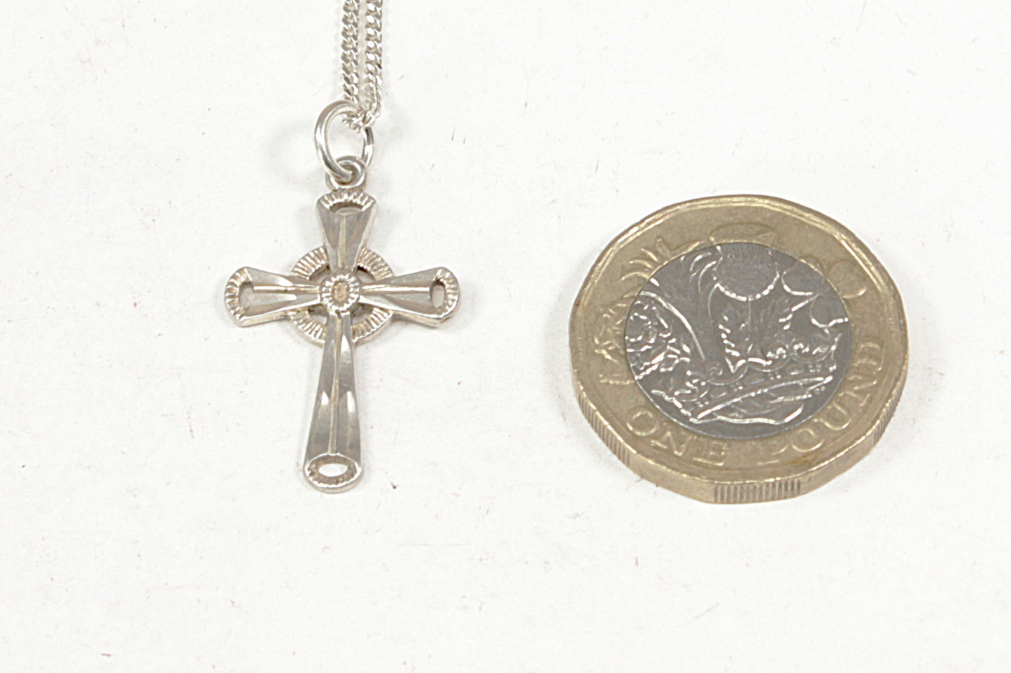 Vintage Sterling Silver Celtic Cross Pendant and Chain Necklace
