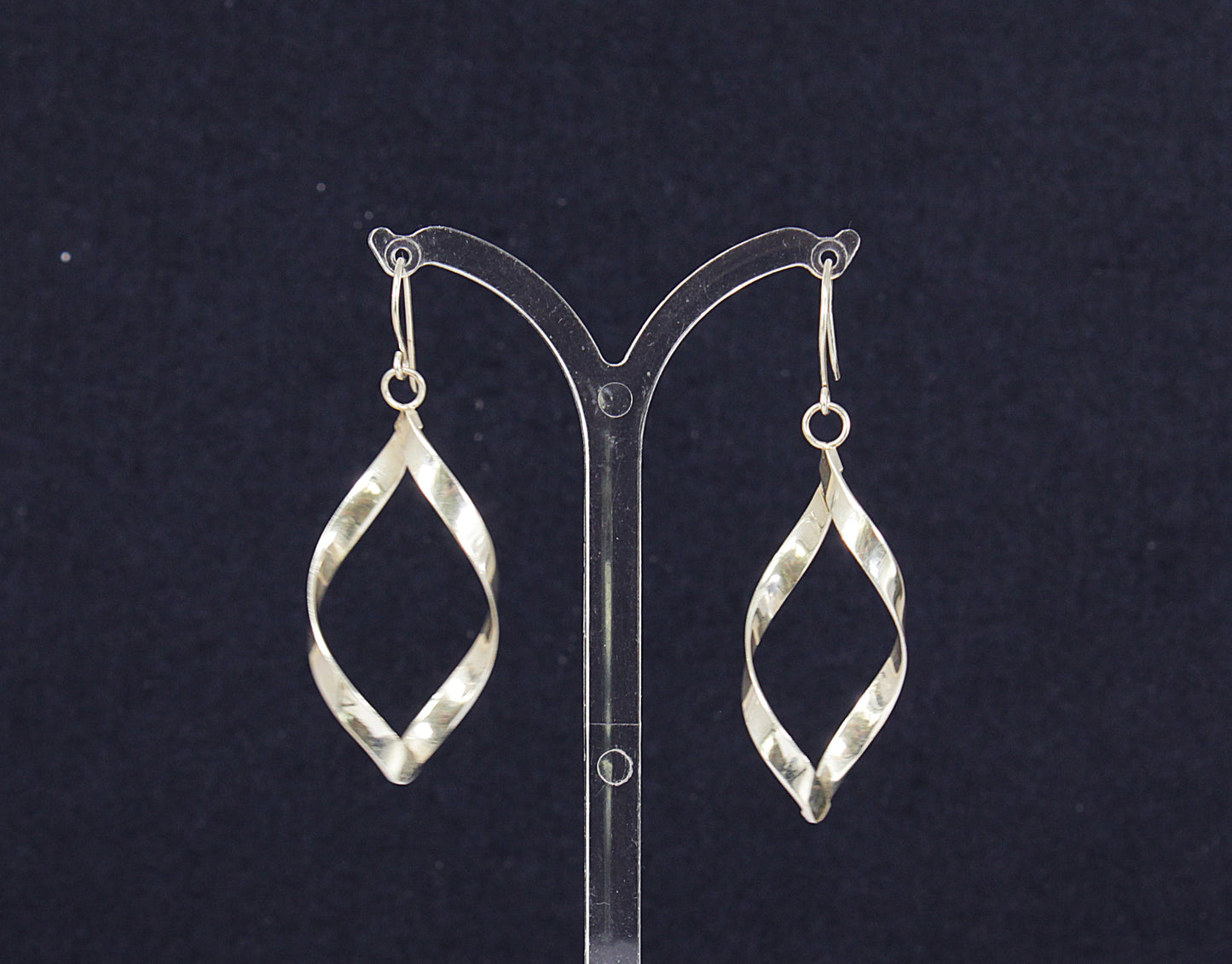 Pretty Large Sterling Silver Swirl Drop Earrings