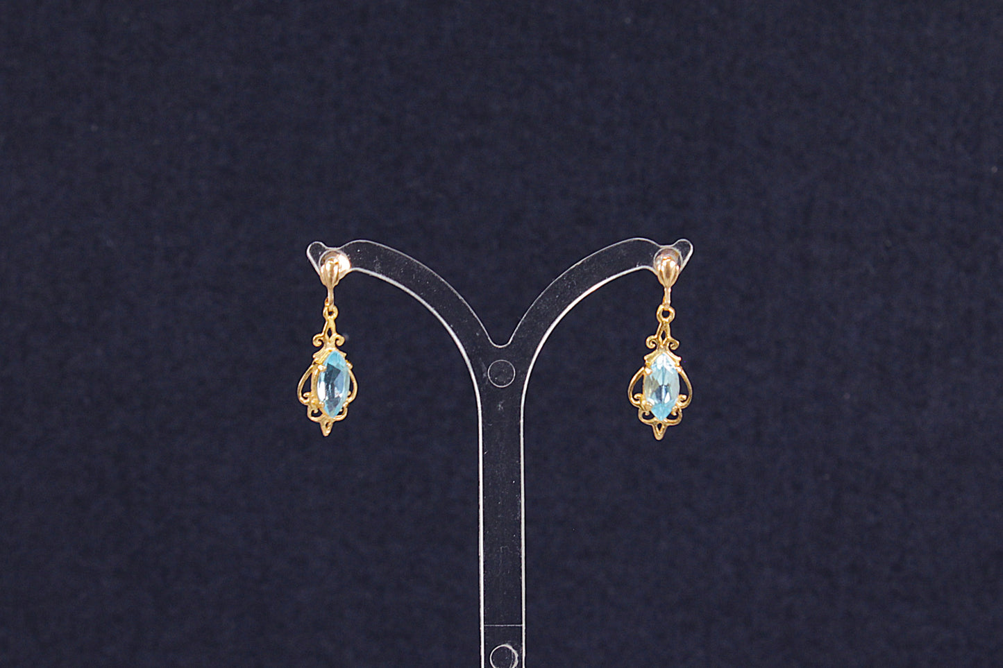Charming 9ct Gold Blue Topaz Drop Earrings